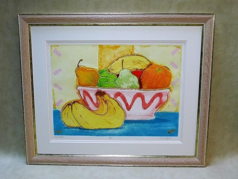 Mark Spain Hand Signed Etching "Fruit Bowl" Embossed Gold Leaf Limited Ed 42/ 250: Mark Spain Hand Signed Etching "Fruit Bowl" Embossed Gold Leaf Limited Ed 42/ 250 Item Specifics: Artist: Mark Spain (UK 1962-) Unit Of Sale: Single Piece Signed By: Mark Spain Image Orientation: Land