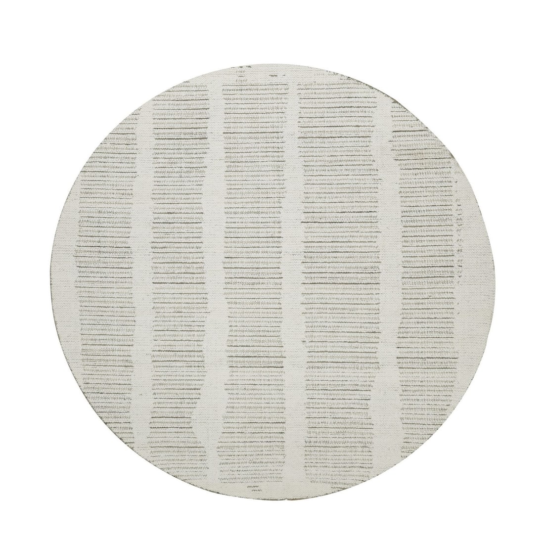 5'10"x5'10" Ivory Hand Woven Round Rug Flat Weave with Pile Natural Wool: 5'10"x5'10" Ivory Hand Woven Round Rug Flat Weave with Pile Natural Wool The 5'10"x5'10" Ivory Hand Woven Round Rug is a stunning piece of modern design, boasting a unique geometric pattern and a natu