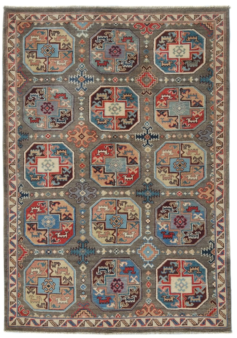 Hand-Knotted Kazak Oushak Geometric Modern Oriental Carpet Pakistan Rug 4X6 Hand-Knotted (1 of 13)