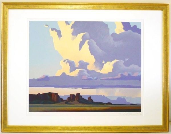 Desert Landscape Lithograph Framed Rain Signed Southwestern Ed Mell (1 of 3)
