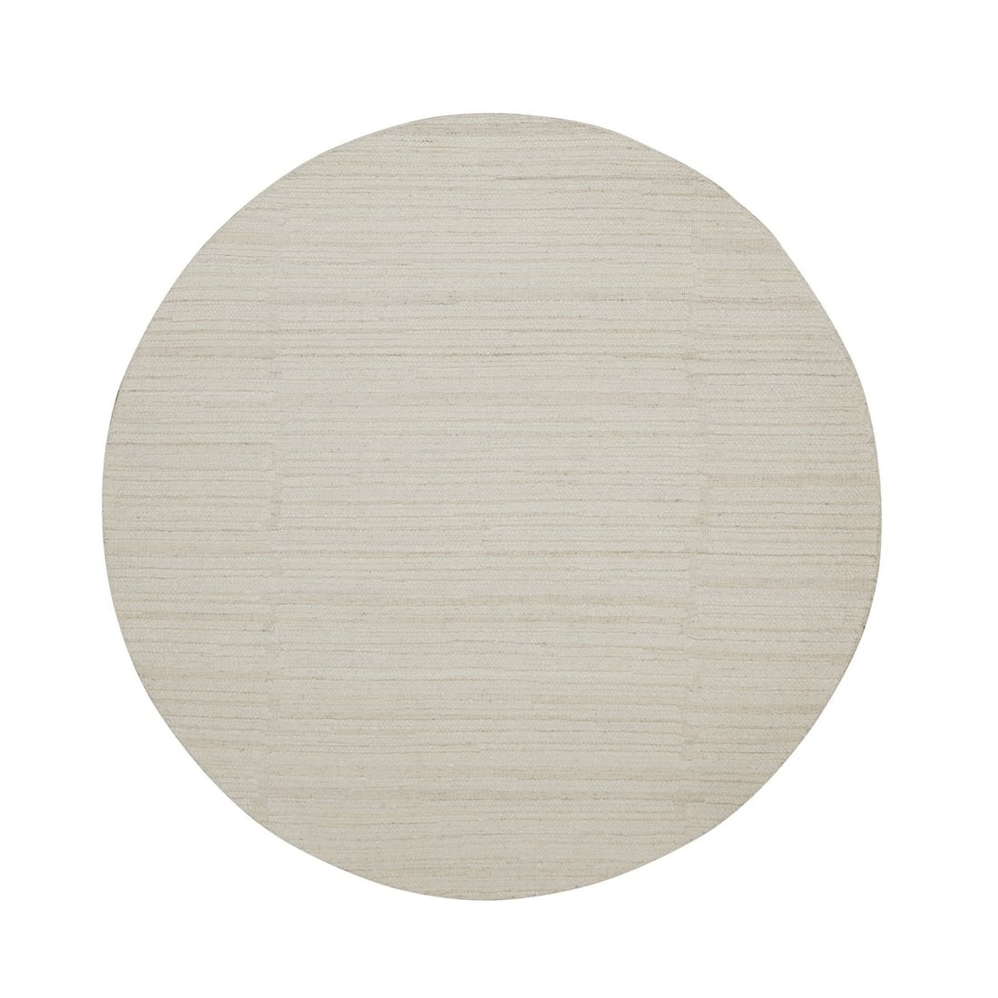 Ivory Hand Knotted Round Textured Wool on Tone Modern 6' 6: Ivory Hand Knotted Round Textured Wool on Tone Modern 6' 6 Hand-knotted in luxurious wool, this 6'6" round rug boasts a timeless ivory tone and textured weave, adding depth and visual interest to any 