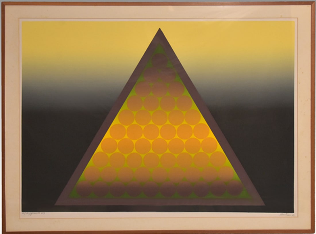 Mesterou Maria Signed Framed Art Lithograph Pyramid Abstract 309 50/ 33 (1 of 5)