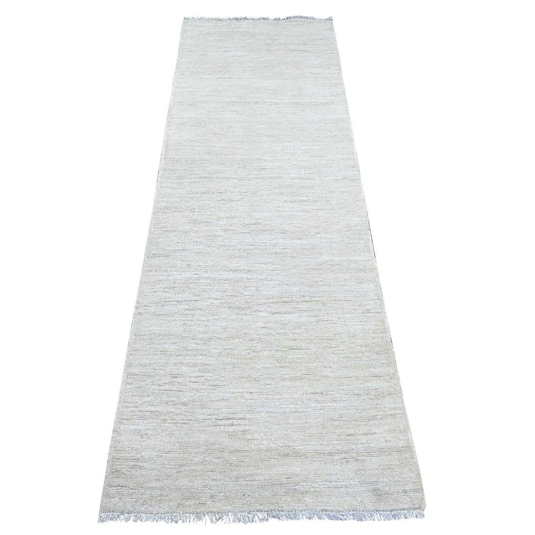 2'6"x7'6" Ivory Plain Solid Pattern Hand Knotted Ghazni Wool Runner Rug: 2'6"x7'6" Ivory Plain Solid Pattern Hand Knotted Ghazni Wool Runner Rug The 2'6"x7'6" Ivory Plain Solid Pattern Hand Knotted Ghazni Wool Runner Rug is a stunning example of traditional Afghan craftsma