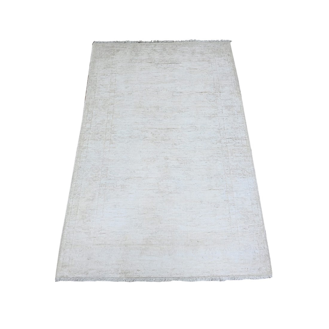 3'x4'9" Aircraft White Peshawar with Faded Colors Wool Hand Knotted Rug: 3'x4'9" Aircraft White Peshawar with Faded Colors Wool Hand Knotted Rug This beautiful 3'x4'9" Aircraft White Peshawar with Faded Colors wool hand knotted rug showcases stunning Oriental design, craft