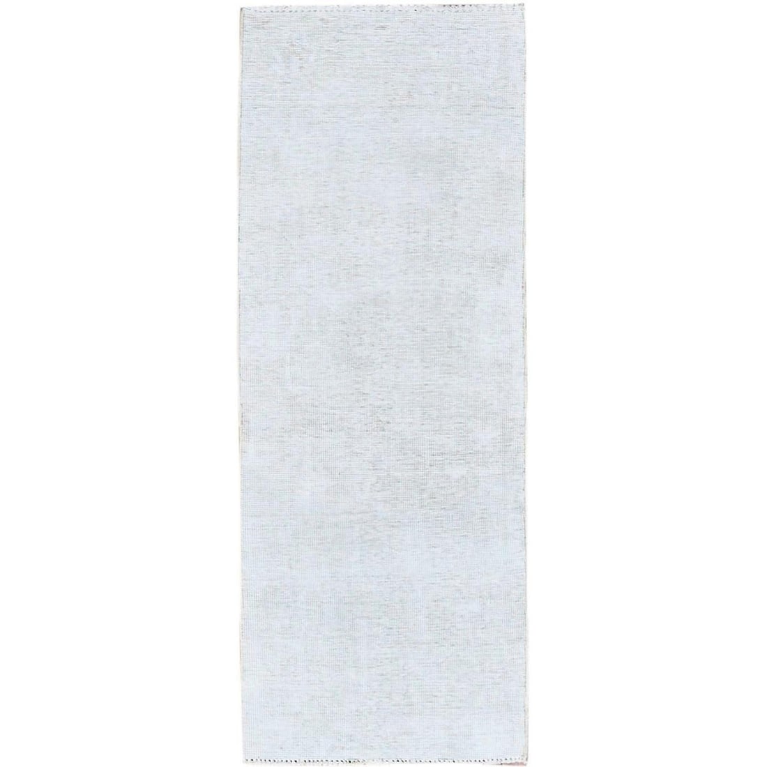 2'2"x5'10" Alabaster White Distressed Look Tebraz Runner Oriental Rug: 2'2"x5'10" Alabaster White Distressed Look Tebraz Runner Oriental Rug Alabaster white distressed look tebraz runner oriental rug boasts a unique, hand-knotted design featuring an intricate regional pa