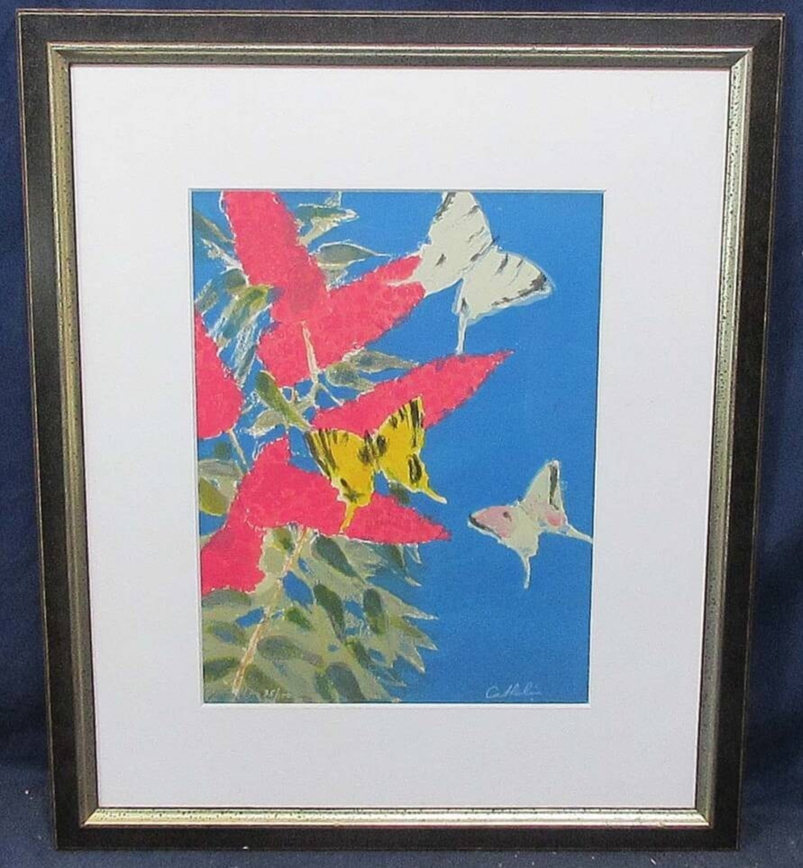 Bernard Cathelin Lithograph Flowers & Butterflies Signed Ed 75/ 100 (1 of 9)