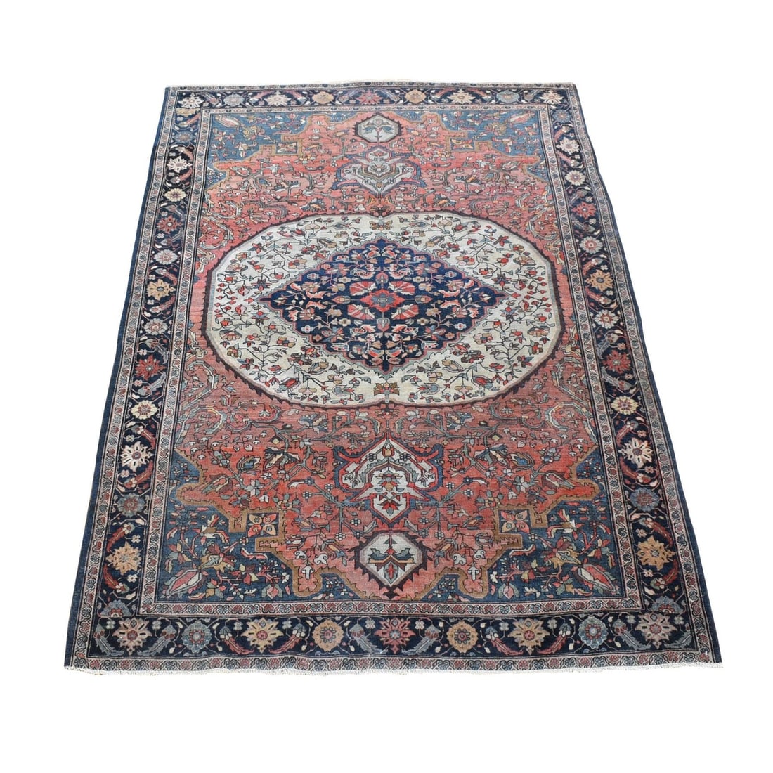 4'1"x6'4" Red Antique Zoroastrian Firighen Saroogh Hand Knotted Wool Rug (1 of 8)