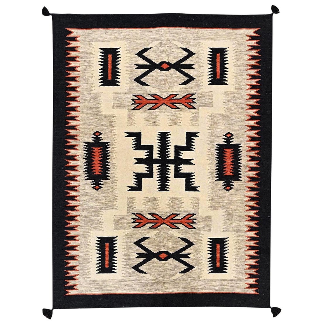 Southwest Geometric Design Flat Weave Hand Woven Wool Brown Khaki 5'4"x7: Southwest Geometric Design Flat Weave Hand Woven Wool Brown Khaki 5'4"x7 Hand-woven in Afghanistan, this 5'4"x7'0" rectangular field rug boasts a stunning geometric design in rich brown and ivory hues