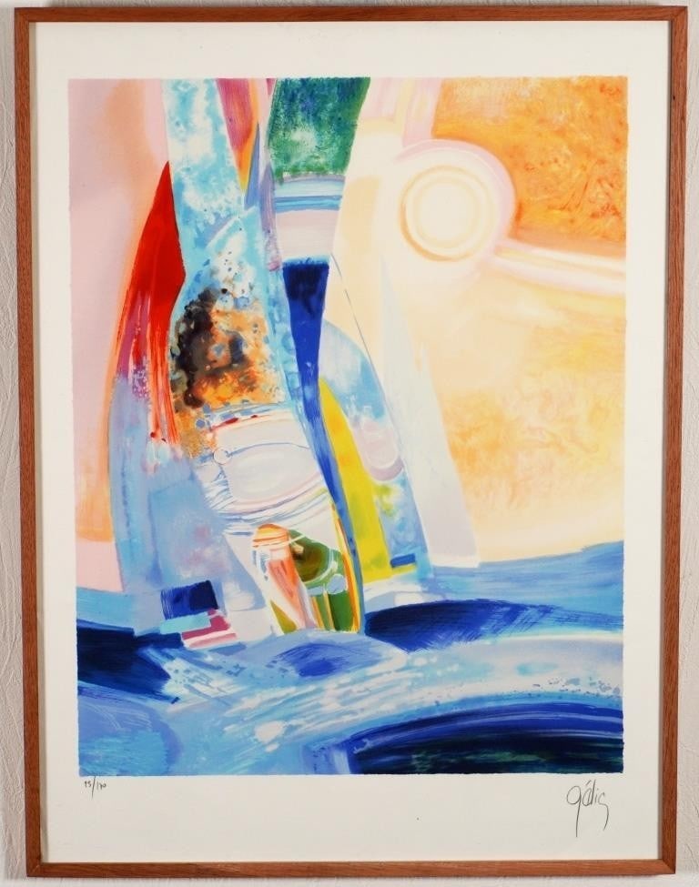 Signed French Lithograph Seascape Yacht Abstract Art Modern Daniel Gelis (1 of 8)