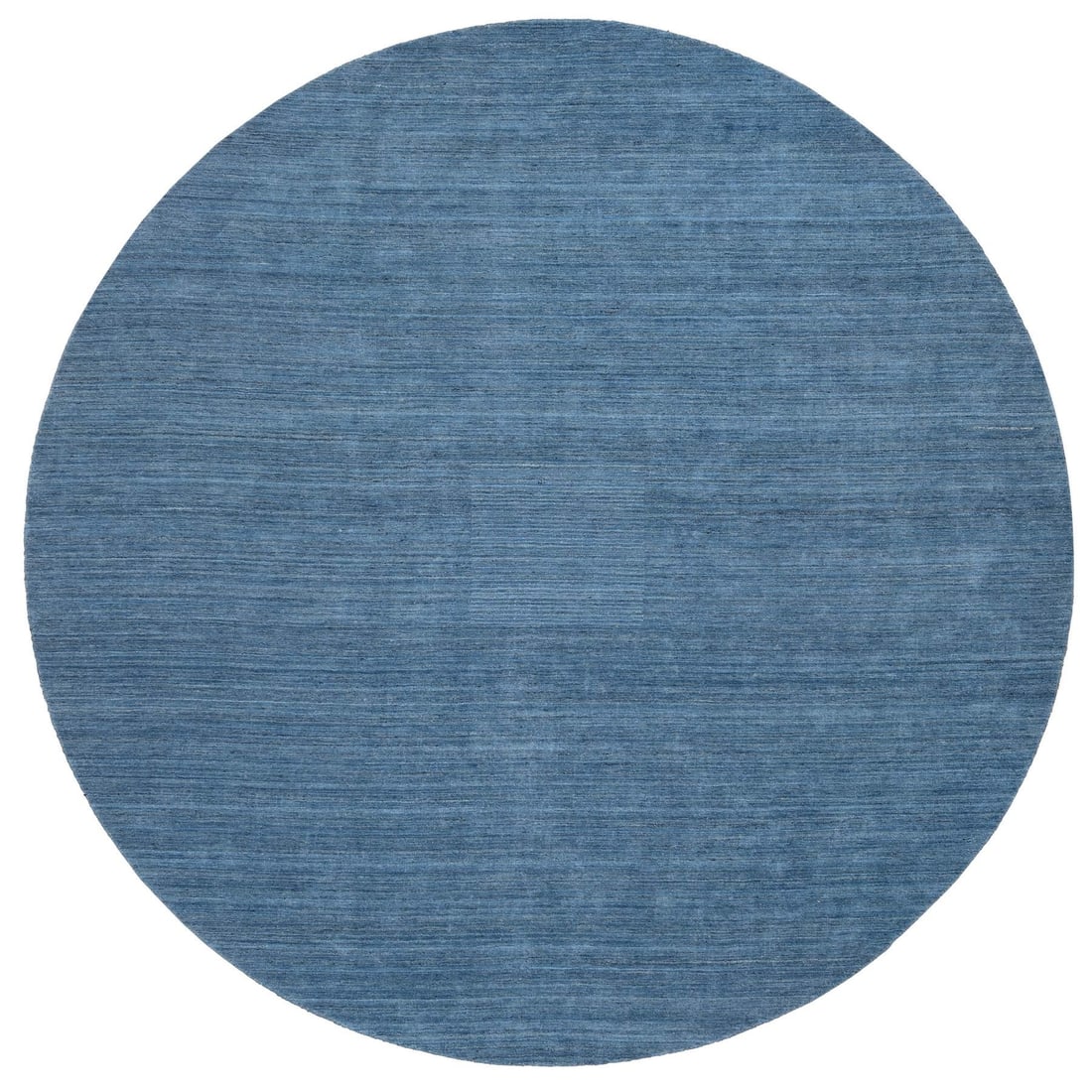 11'9"x11'9" Denim Blue Pure Wool Hand Loomed Modern Design Round Rug: 11'9"x11'9" Denim Blue Pure Wool Hand Loomed Modern Design Round Rug The 11'9"x11'9" Denim Blue Pure Wool Hand Loomed Modern Design Round Rug boasts a striking blue hue and a unique, hand-loomed desig