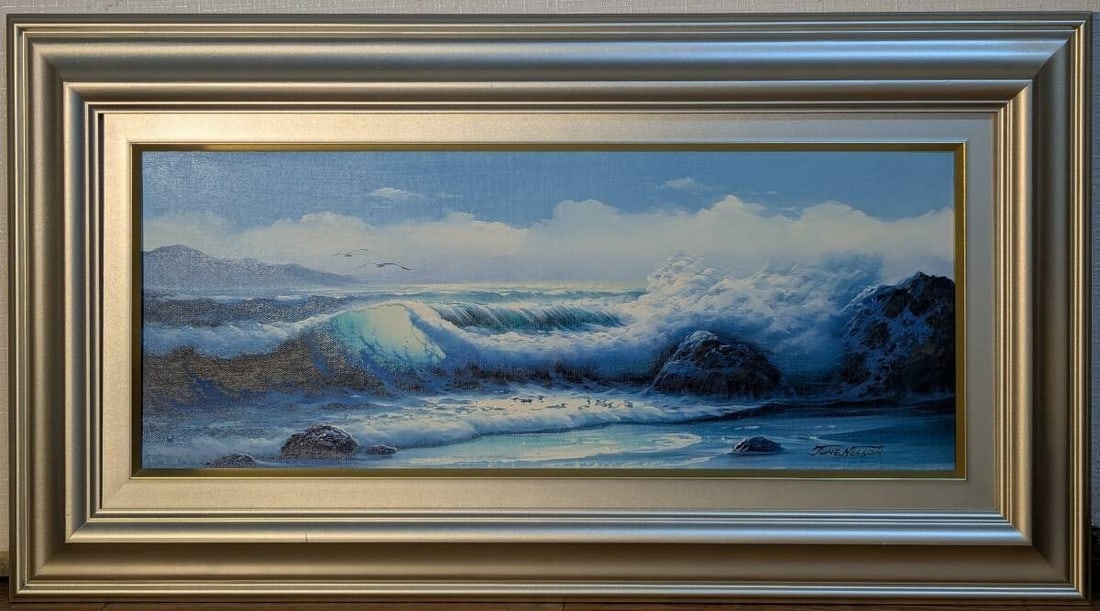 June Nelson Ocean Waves Original Oil Painting Seascape Signed Framed Art (1 of 8)