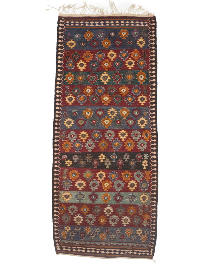 Geometric Tribal Reversible Kilim Oriental Rug Flat-Woven Decor Carpet 5X11 Ft Hand-Knotted: Geometric Tribal Reversible Kilim Oriental Rug Flat-Woven Decor Carpet 5X11 Ft Hand-Knotted Hand-knotted with wool, this 5x11 ft Geometric Tribal Reversible Kilim Oriental Rug boasts a vibrant multico