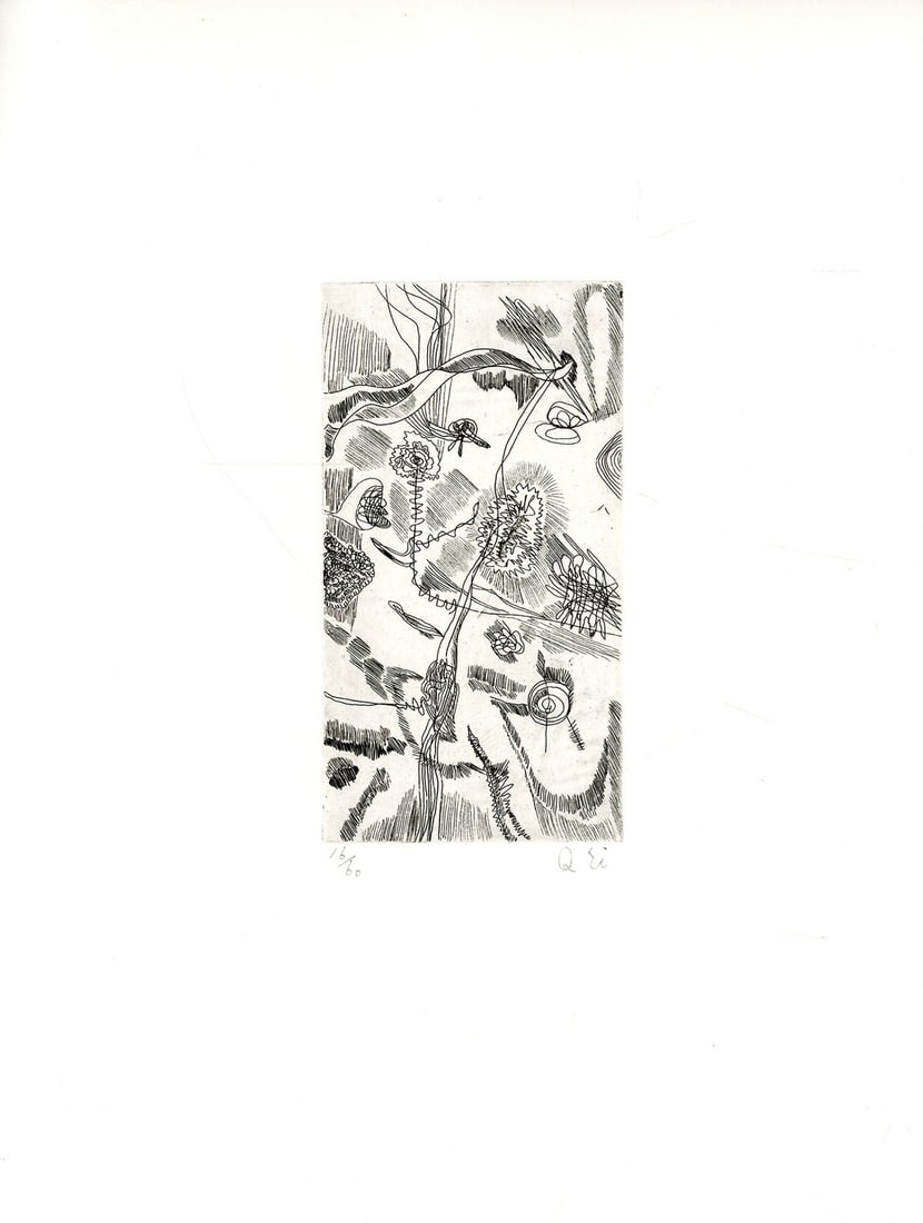 Copperplate Print Work Etching Art 60 Stamped Signature Ei Q 82 Limited Edition (1 of 4)