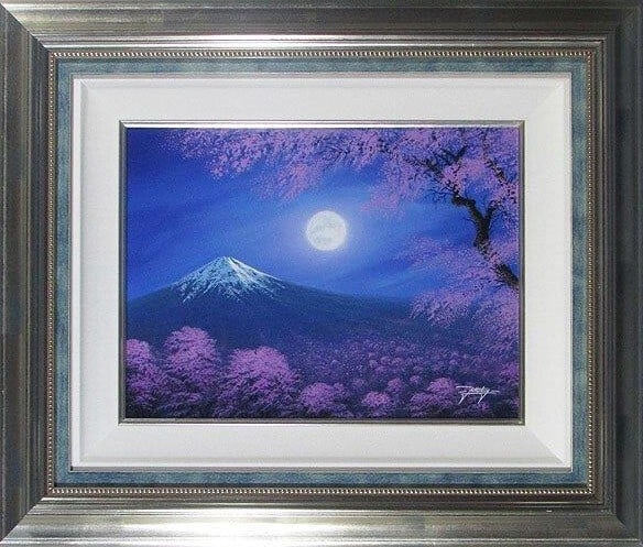 Jon Rattenbury Original Acrylic Painting On Canvas Signed Framed Cherry blossoms (1 of 2)