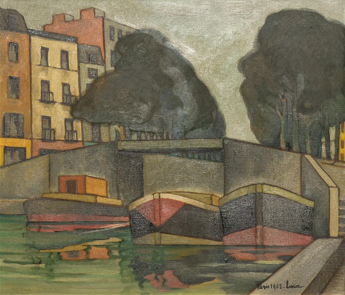 Canal of La Villette Paris Framed Japanese Art Print (1 of 2)