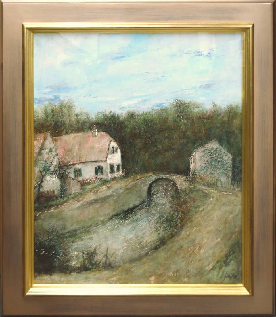 French River Landscape Oil Painting Signed By Bernard Gantner (1 of 9)