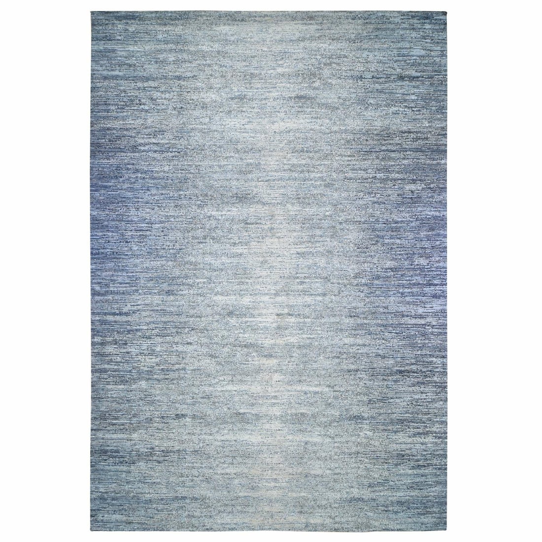 12'x18' Blue Wool and Silk Ombre Design Hand Knotted Oversized Rug (1 of 11)