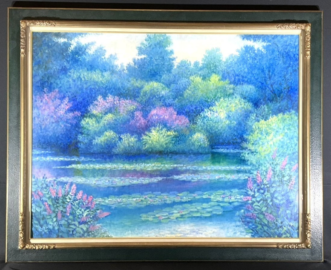 Alain Bonnaure Claude Monet Pond Water Lilies Oil Painting 50F Signed Framed (1 of 10)