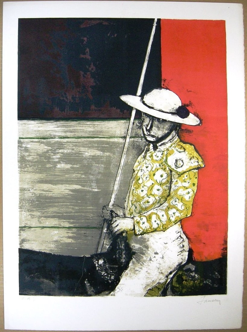 Jean Jansem Picador Signed Lithograph EA 2/ 30 Bullfighter Large Vintage Print: Jean Jansem Picador Signed Lithograph EA 2/ 30 Bullfighter Large Vintage Print Item Specifics: Artist: Jean Jansem Unit Of Sale: Single Piece Signed By: Jean Jansem Image Orientation: Portrait Size: M