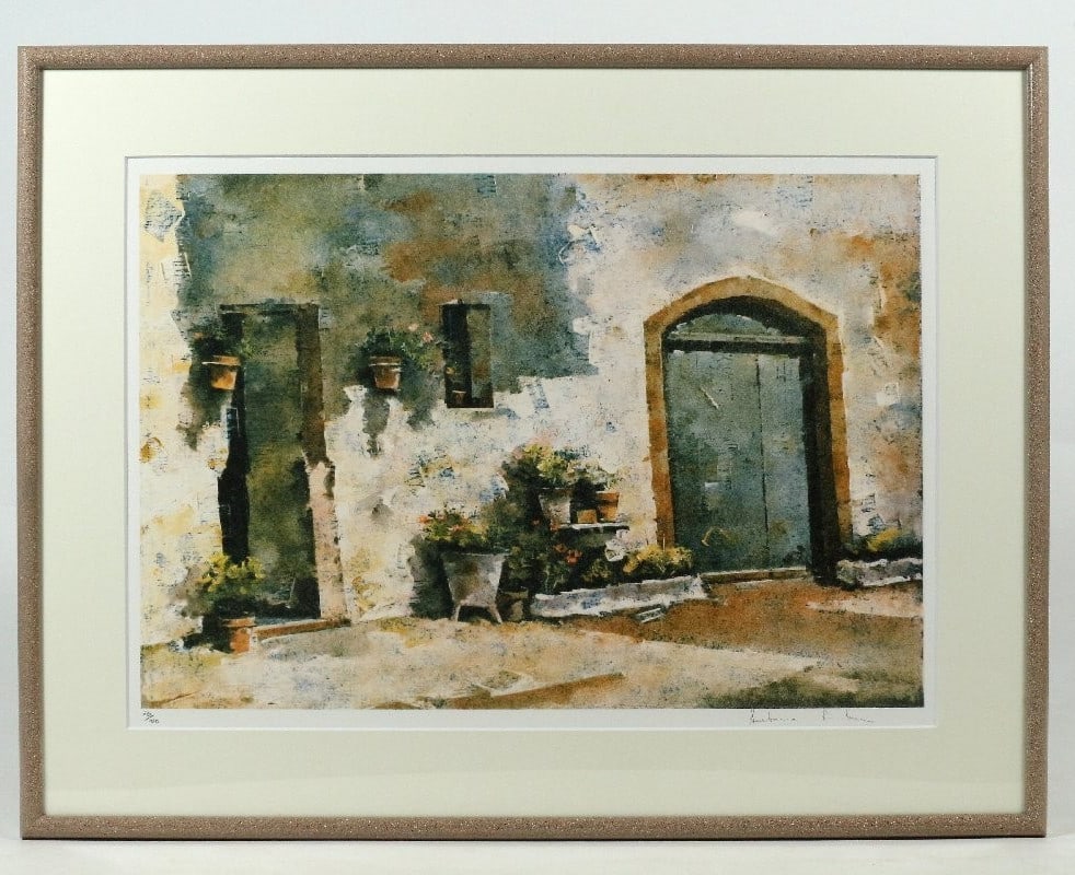 Village Mediterranean Framed Signed Antonio Barbaro Lithograph 70/ 100 (1 of 10)