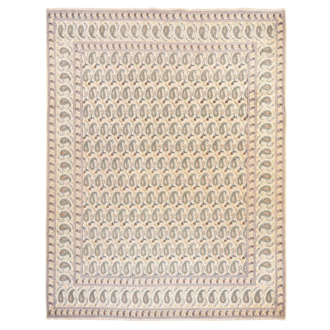 9'10"x12'5" Ivory Vintage Zoroastrian Kishoon Soft Wool Hand Knotted Rug: 9'10"x12'5" Ivory Vintage Zoroastrian Kishoon Soft Wool Hand Knotted Rug 9'10" x 12'5" Ivory Zoroastrian Kishoon Soft Wool Hand Knotted Rug: A stunning example of Turkish craftsmanship, this hand-knot