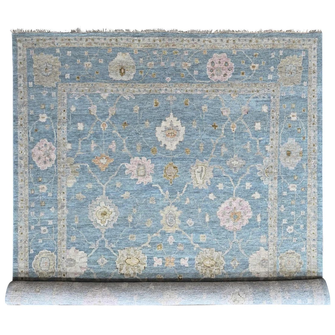 12'x14'10" Stone Blue Hand Knotted Supple Collection Oushak Design Wool XL: 12'x14'10" Stone Blue Hand Knotted Supple Collection Oushak Design Wool XL 12'x14'10" Stone Blue Hand Knotted Supple Collection Oushak Design Wool XL - This stunning 11'11" x 14'10" hand-knotted wool 
