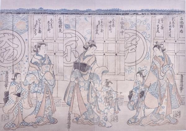 Triptych Bijinga Print Torii Kiyomasu Woodblock 1908 Japanese Shinbi Shoin: Triptych Bijinga Print Torii Kiyomasu Woodblock 1908 Japanese Shinbi Shoin Item Specifics: Artist: Torii Kiyomasu Subject: Bijinga (Beautiful Girl) Material: Washi Paper Style: Japanese Size: 30.5 x 4