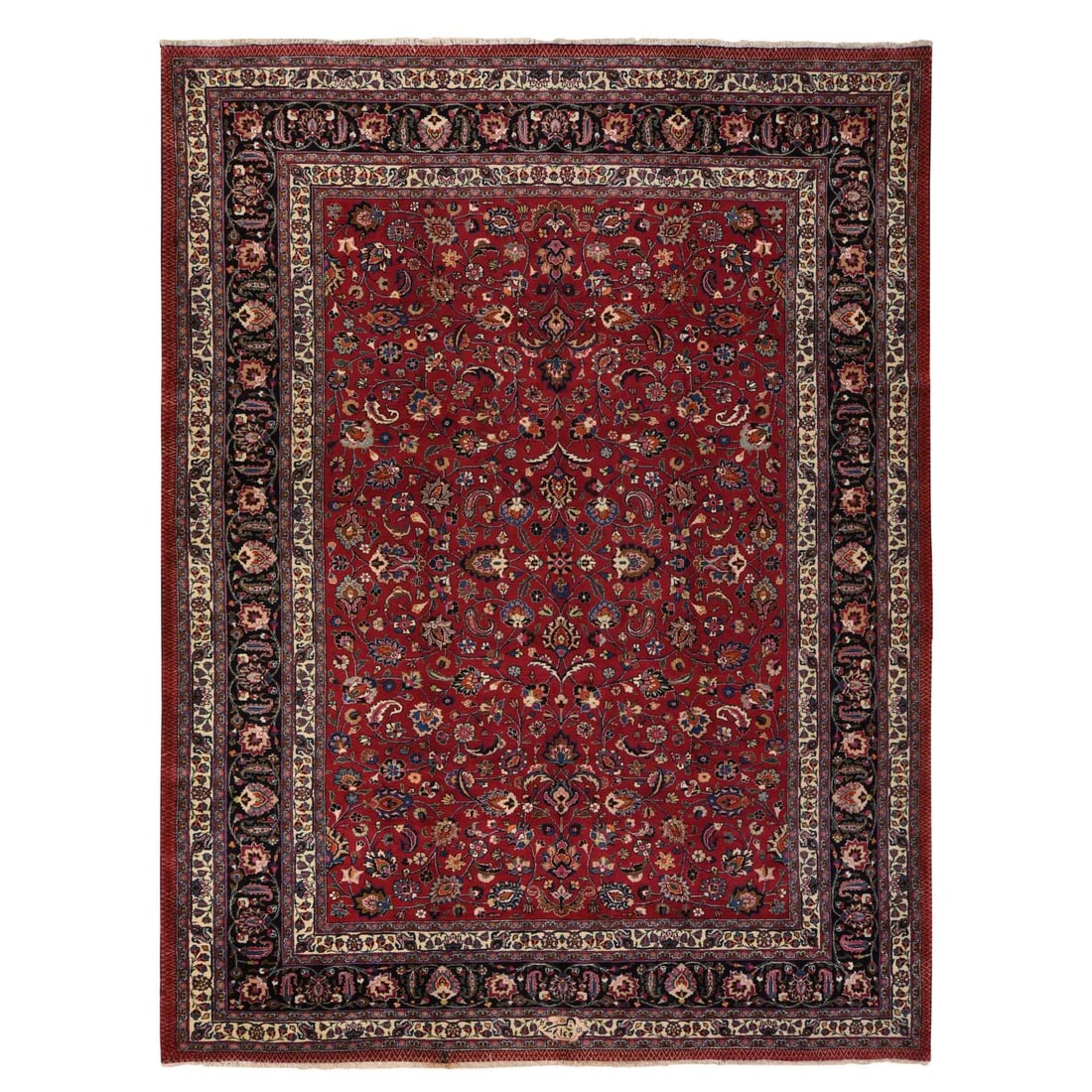 9'9"x12'10" Red Zoroastrian Clean Full Pile Pure Wool Hand Knotted Rug: 9'9"x12'10" Red Zoroastrian Clean Full Pile Pure Wool Hand Knotted Rug 9'9" x 12'10" Red Zoroastrian Clean Full Pile Pure Wool Hand Knotted Rug - A stunning, hand-knotted wool rug from Turkey, featuri