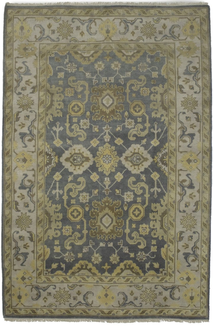 6X9 Muted Floral Oushak Chobi Rug Hand-Knotted Wool Oriental Dcor Carpet Hand-Knotted: 6X9 Muted Floral Oushak Chobi Rug Hand-Knotted Wool Oriental Dcor Carpet Hand-Knotted Hand-knotted in wool, this 6'2 x 9'3 Muted Floral Oushak Chobi rug boasts a traditional design with a modern twist