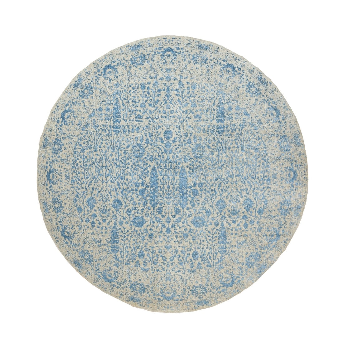 9'10"x9'10" Ivory Jacquard Handloomed Broken Cypress Treedesign Rug: 9'10"x9'10" Ivory Jacquard Handloomed Broken Cypress Treedesign Rug 9'10" x 9'10" Ivory Jacquard Handloomed Broken Cypress Treedesign Rug: A stunning piece of Oriental-inspired craftsmanship, this han