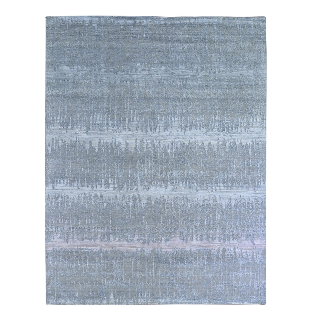 8'x10'3" Hand Knotted Cardiac Design Textured Wool and Pure Silk Rug: 8'x10'3" Hand Knotted Cardiac Design Textured Wool and Pure Silk Rug The 8'x10'3" Hand Knotted Cardiac Design Textured Wool and Pure Silk Rug is a stunning piece of modern art, boasting a unique