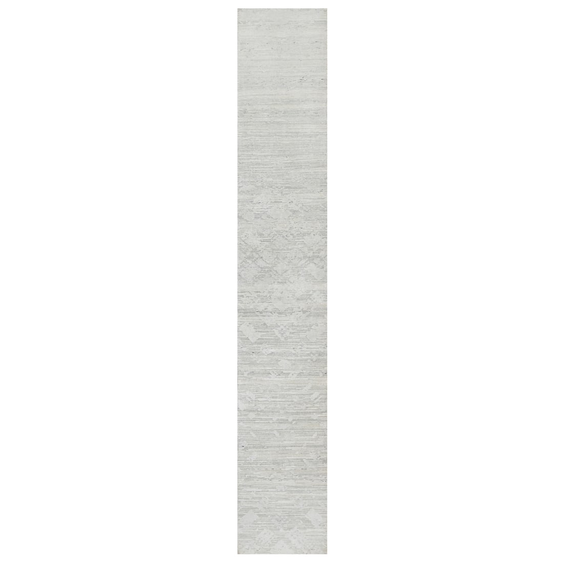 2'6"x15'9" Gray Undyed Natural Wool Hand Knotted Modern XL Runner Rug: 2'6"x15'9" Gray Undyed Natural Wool Hand Knotted Modern XL Runner Rug Modern and sleek, this 2'6"x15'9" gray undyed natural wool hand knotted runner rug brings a touch of sophistication to any room. M