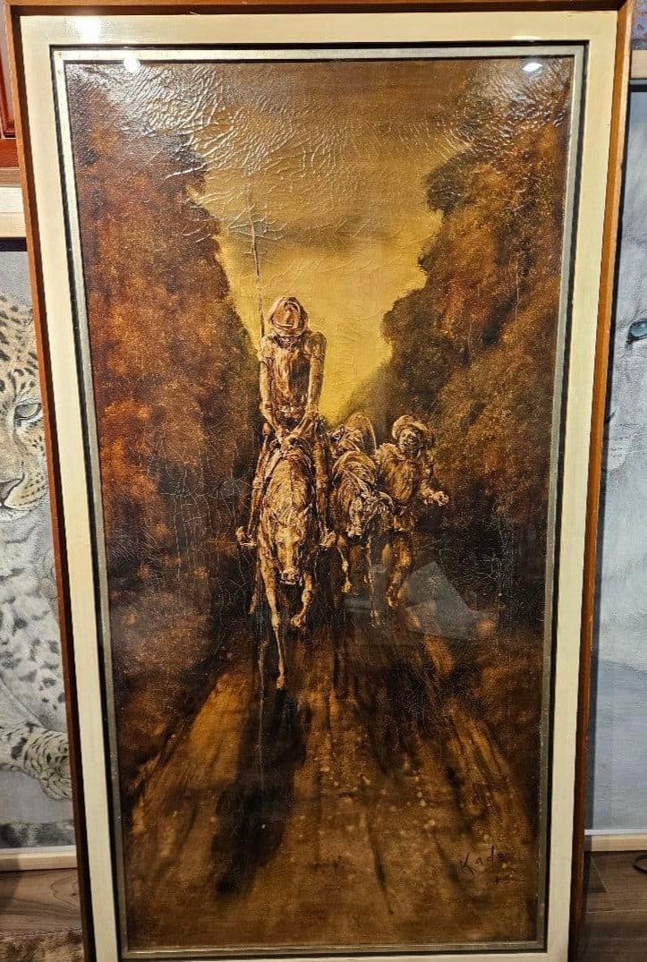 Don Quixote Oil Painting Large Japanese Art 1975 Hiroshi Kado: Don Quixote Oil Painting Large Japanese Art 1975 Hiroshi Kado Item Specifics: Artist: Hiroshi Kado Unit Of Sale: Single Piece Signed By: Hiroshi Kado Signed: Yes Size: Large Material: Canvas Framing: 