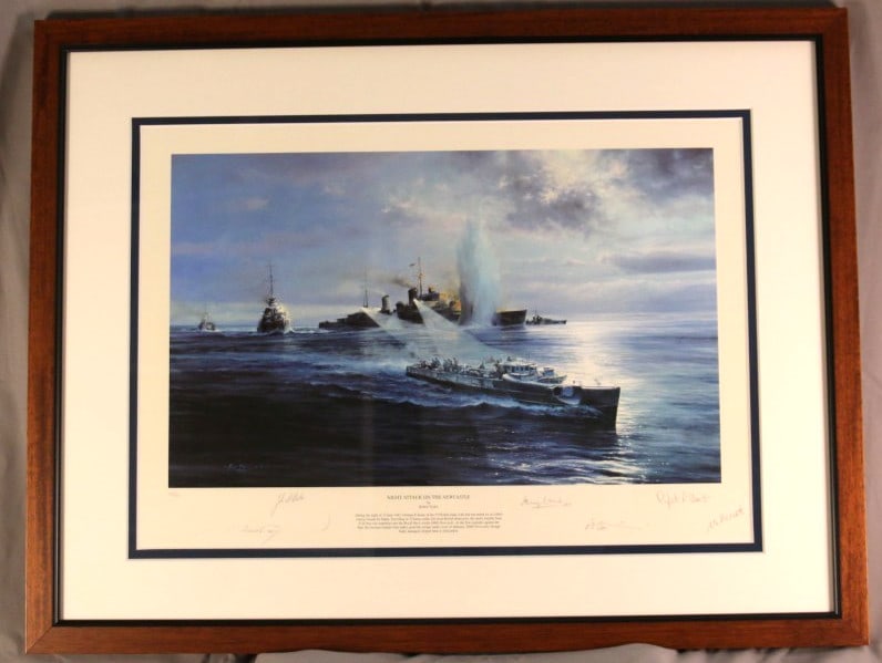 Night Attack Signed Naval Lithograph WWII Robert Taylor (1 of 5)