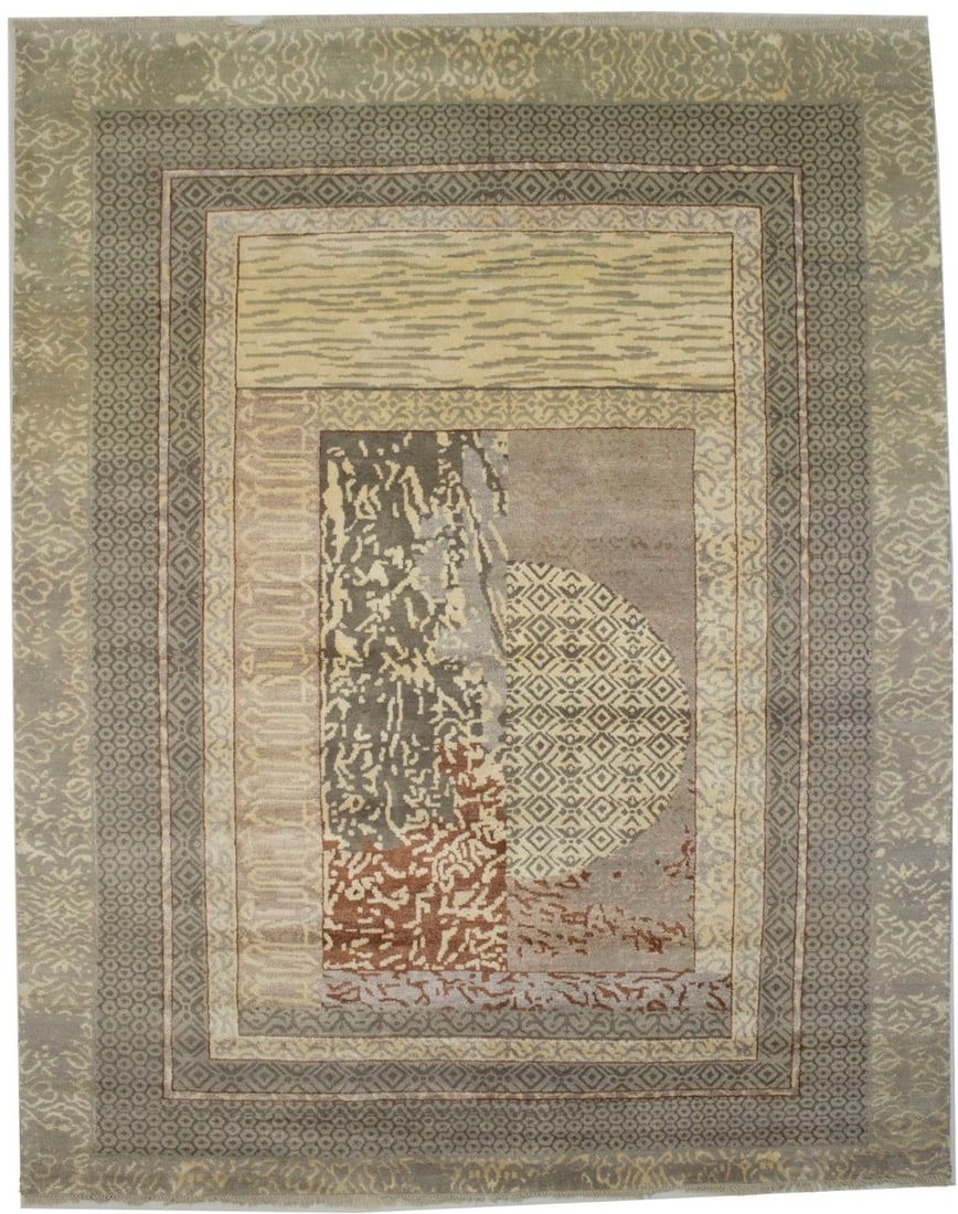Hand-Knotted Modern Design Contemporary Rug Dining Room Decor Carpet 8X10 Ft Hand-Knotted: Hand-Knotted Modern Design Contemporary Rug Dining Room Decor Carpet 8X10 Ft Hand-Knotted 9'11 X 7'11 Hand-Knotted Modern Design Contemporary Rug. This stunning 8X10 ft hand-knotted rug boasts a uniqu
