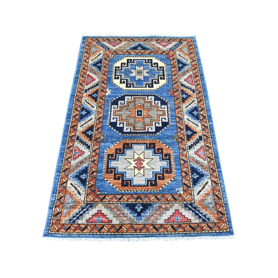 Afghan Ersari Blue Rug Feet Hand Knotted Elephant 3'2"x5: Afghan Ersari Blue Rug Feet Hand Knotted Elephant 3'2"x5 Afghan Ersari Blue Rug Feet Hand Knotted Elephant 3'2"x5 features a stunning blue field with a geometric regional design, showcasing the tradit