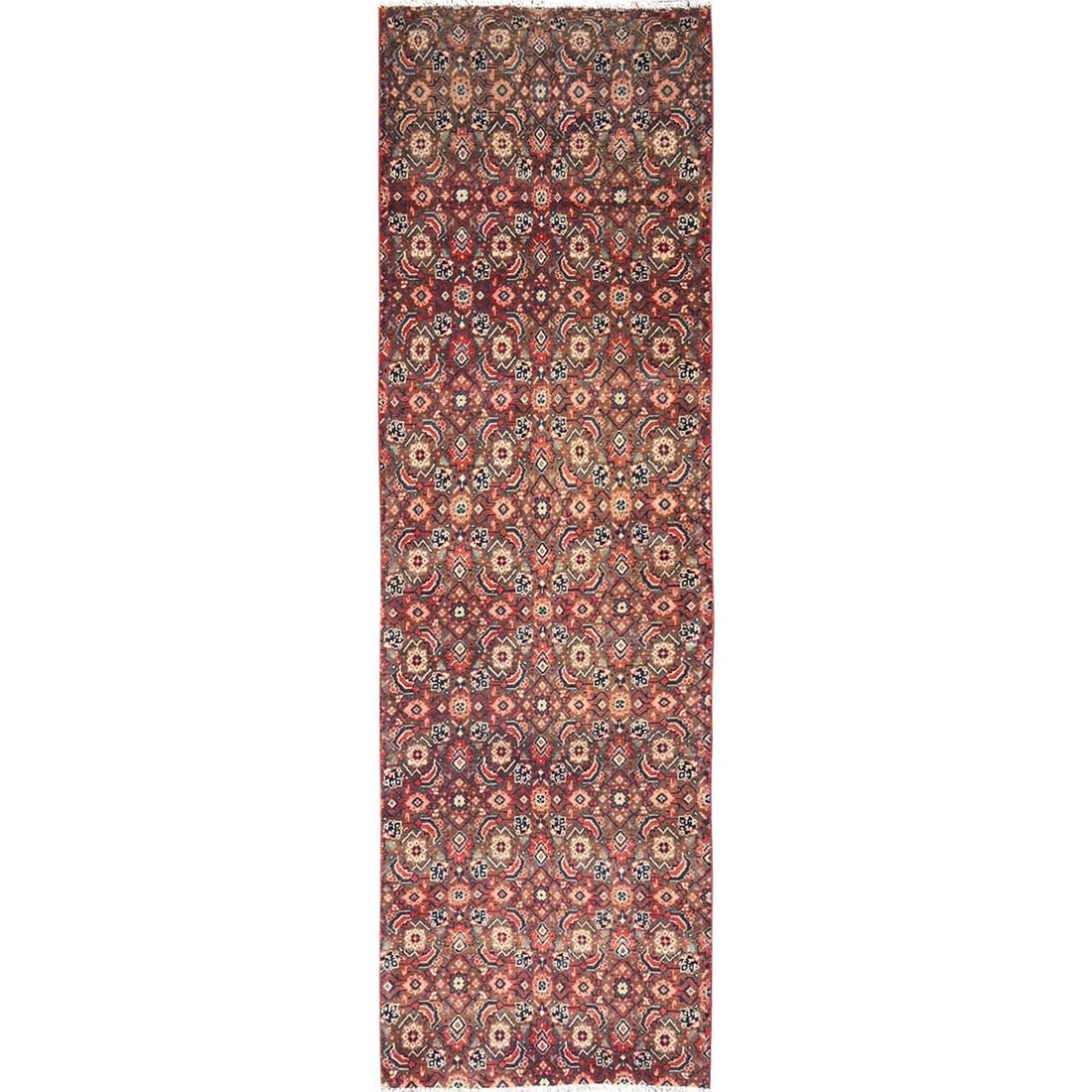 2'4"x8'1" Beaver Brown Vintage Turkoman Wool Hand Knotted Runner Rug: 2'4"x8'1" Beaver Brown Vintage Turkoman Wool Hand Knotted Runner Rug This stunning 2'4"x8'1" Beaver Brown Vintage Turkoman Wool Hand Knotted Runner Rug boasts a rich, all-over field color and intricat
