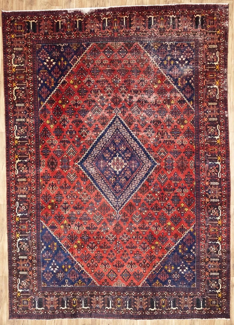 Semi-Antique Handmade Floral Classic Oriental Wool Rug Bedroom Carpet 9X13 Ft Hand-Knotted: Semi-Antique Handmade Floral Classic Oriental Wool Rug Bedroom Carpet 9X13 Ft Hand-Knotted Hand-knotted in traditional style, this 9'3 x 12'9 ft semi-antique floral classic oriental wool rug boasts a 