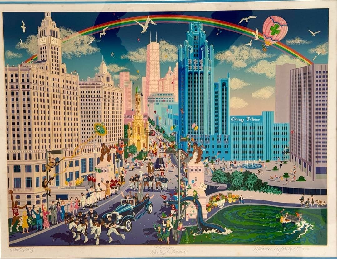 Melanie Taylor Kent Chicago Michigan Avenue AP Serigraph Framed Large (1 of 6)