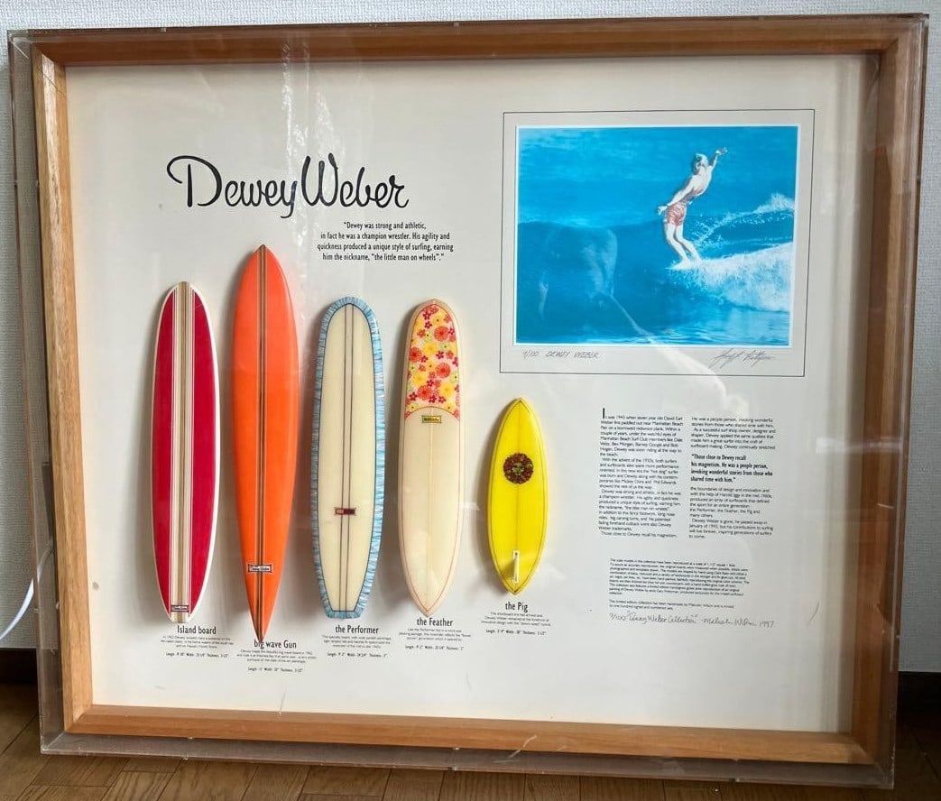 Dewey Weber Collection Mini Surfboard Art 9/ 100 Signed Malcolm Wilson 1997: Dewey Weber Collection Mini Surfboard Art 9/ 100 Signed Malcolm Wilson 1997 Item Specifics: Artist: Malcolm Wilson Dewey Weber Gary Prettyman Size: Large Region Of Origin: USA Subject: Surfing Type: S