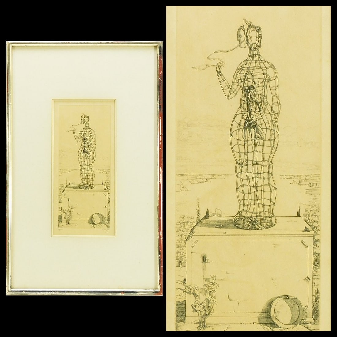 Signed Surrealist Drypoint Etching Burin Framed La Philippe Mohlitz Cage 1972: Signed Surrealist Drypoint Etching Burin Framed La Philippe Mohlitz Cage 1972 Item Specifics: Unit Of Sale: Single Piece Artist: Philippe Mohlitz Signed By: Philippe Mohlitz Image Orientation: Portrai
