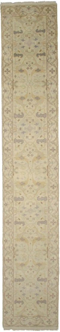 2'5X13'9 Ft Hand-Knotted Oushak Oriental Runner Rug Muted Colors Hallway Carpet Hand-Knotted: 2'5X13'9 Ft Hand-Knotted Oushak Oriental Runner Rug Muted Colors Hallway Carpet Hand-Knotted Hand-Knotted Oushak Oriental Runner Rug in Muted Colors. This 13'10" x 2'5" ft runner rug features a beauti