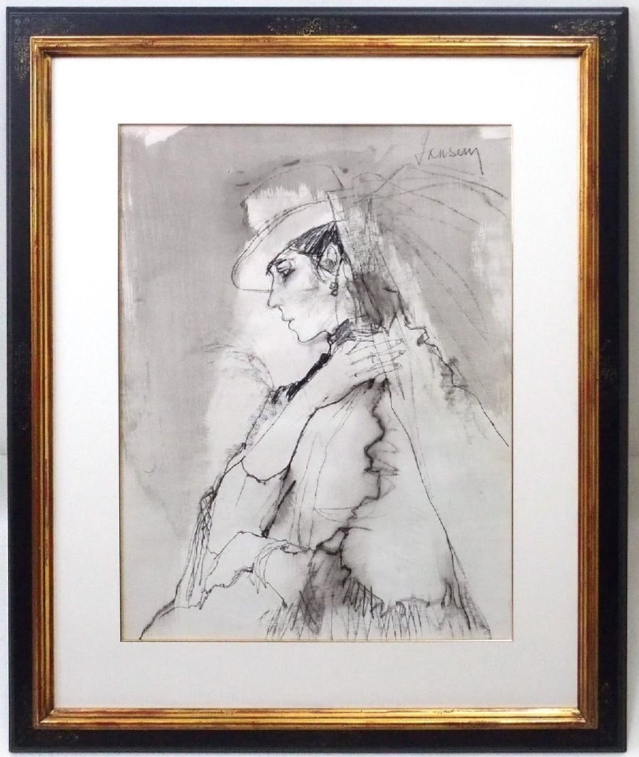 Jean Jansem Original Drawing Woman Portrait Pastel Signed French Art (1 of 5)