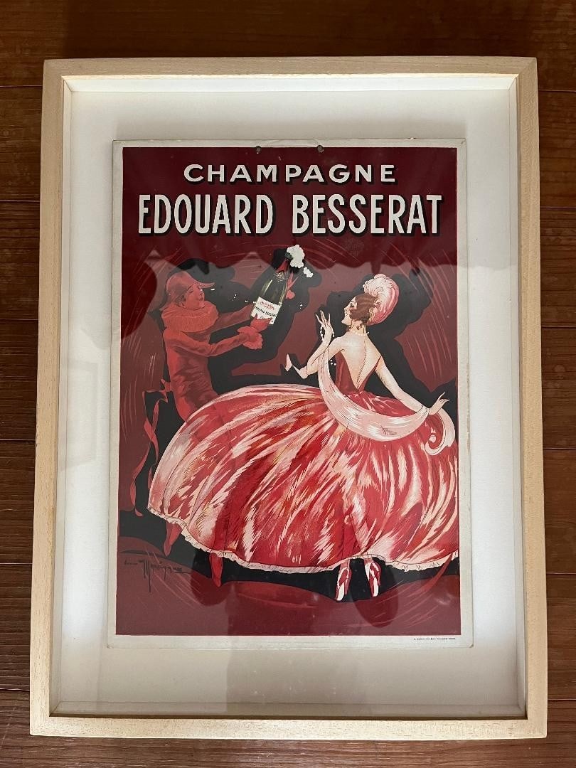 French Edouard Besserat Vintage Poster Framed Champagne Art (1 of 6)