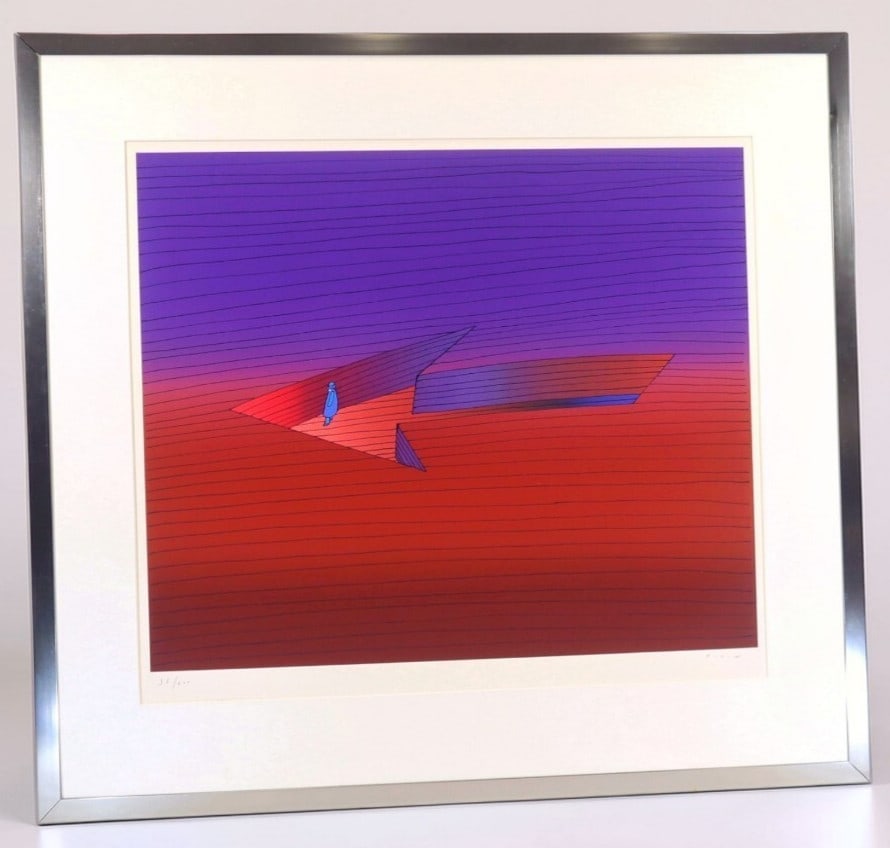 Surreal Minimalist Art Jean Michel Folon Signed Le Chemin Lithograph 1985: Surreal Minimalist Art Jean Michel Folon Signed Le Chemin Lithograph 1985 Item Specifics: Artist: Jean Michel Folon Unit Of Sale: Single Piece Signed By: Jean Michel Folon Image Orientation: Landscape