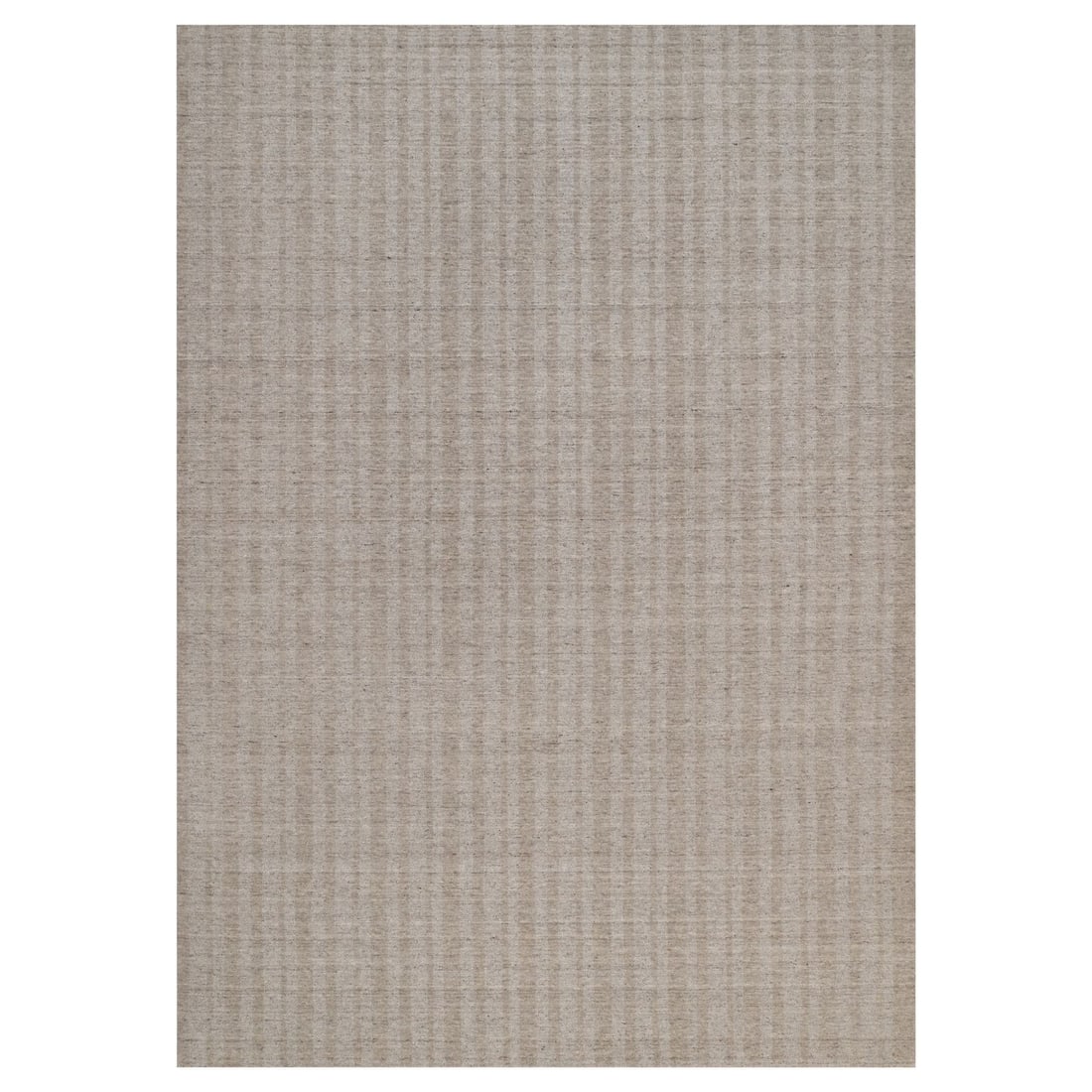 Brown Vertical Stripes Design Hand Loomed Natural Wool Rug 10'x14: Brown Vertical Stripes Design Hand Loomed Natural Wool Rug 10'x14 Natural wool rug with a modern aesthetic, featuring a striking brown vertical stripes design hand loomed on a rectangular field. The r