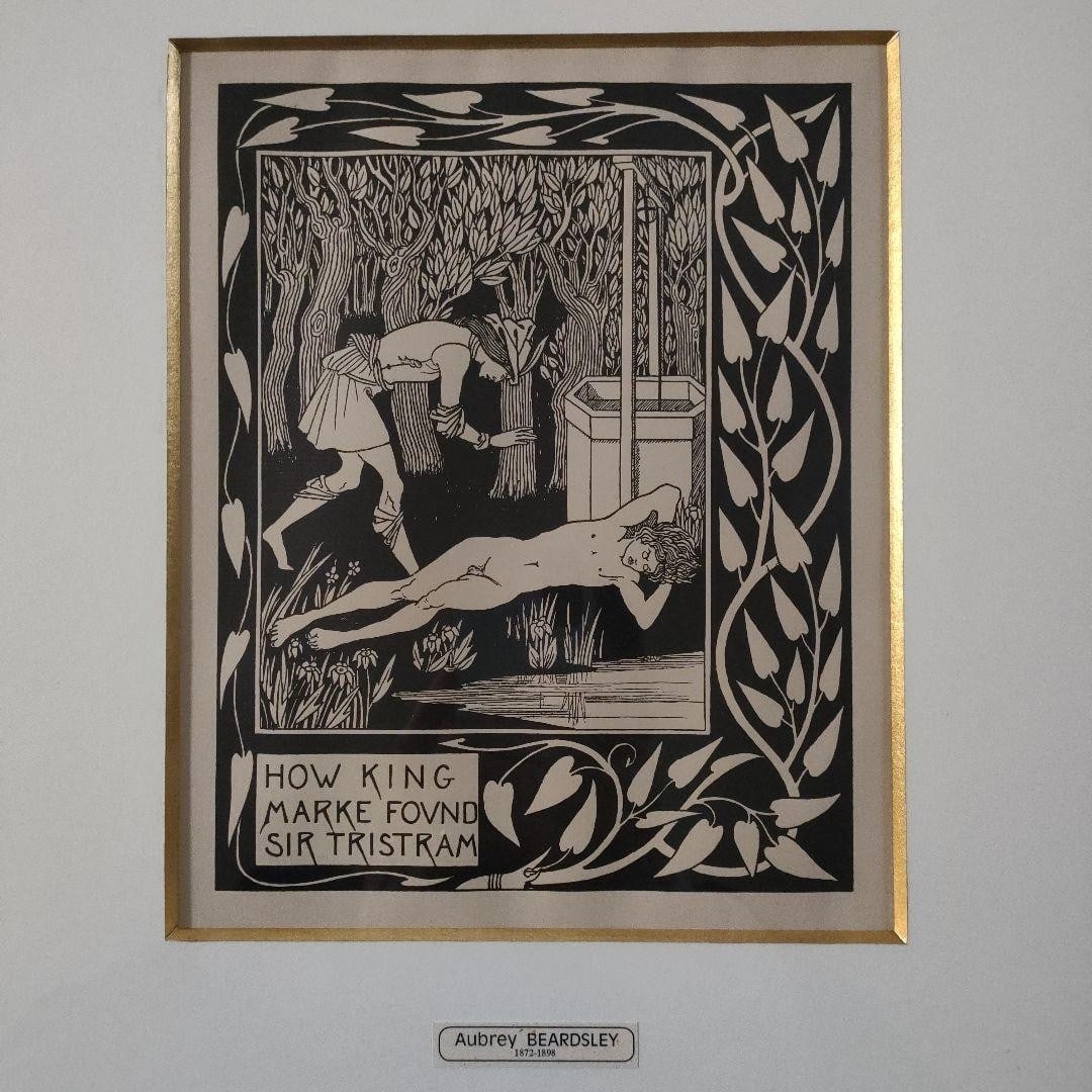 Aubrey Beardsley Le Morte dArthur 1927 Line Block Print Tristram (1 of 18)