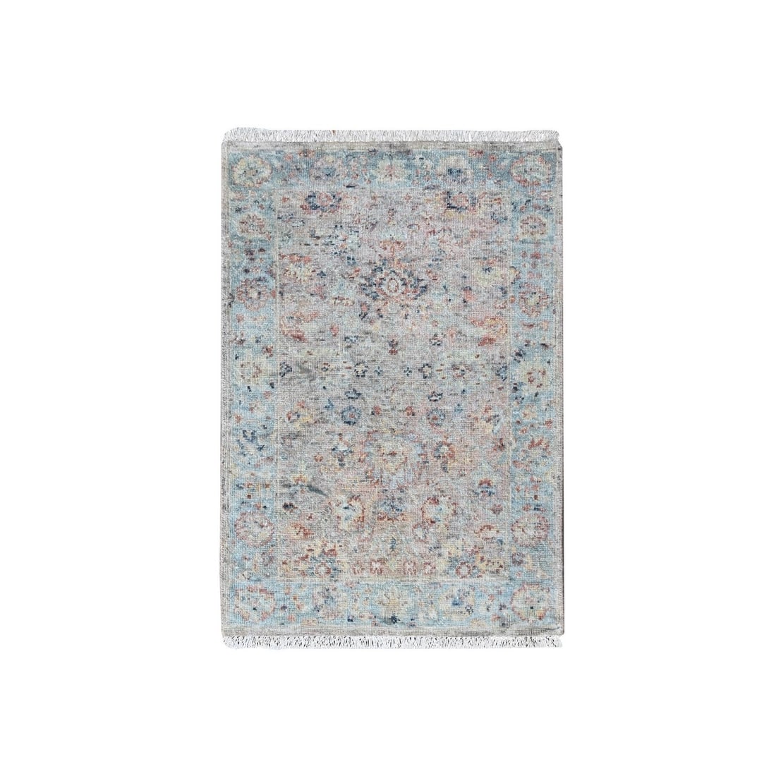 Hand Knotted Mat Rug 2'x3' Pink Ziegler Mahal Design Zero Pile Distressed: Hand Knotted Mat Rug 2'x3' Pink Ziegler Mahal Design Zero Pile Distressed The 2'x3' Hand Knotted Mat Rug features a stunning pink Ziegler Mahal design, showcasing the beauty of the Oushak style. Made 