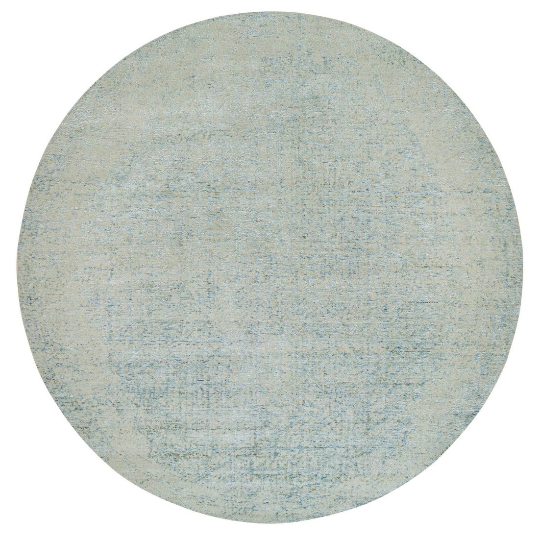 11'10"x11'10" Gray Wool and Silk Modern Jacquard Hand Loomed Round Rug: 11'10"x11'10" Gray Wool and Silk Modern Jacquard Hand Loomed Round Rug Gray Wool and Silk Modern Jacquard Hand Loomed Round Rug, measuring 11'10" x 11'10" in a subtle, modern design, features a unique