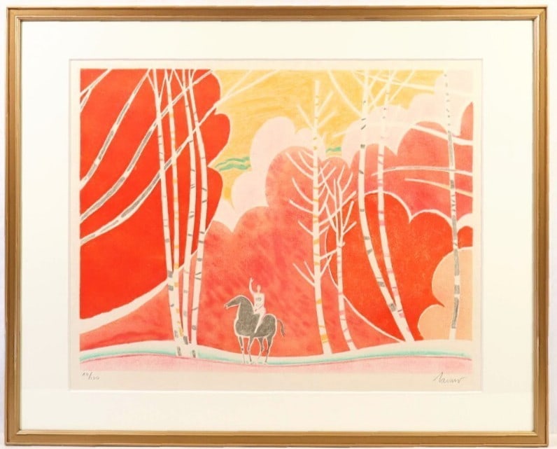 Albert Zabaro (France) Signed Lithograph Burning Autumn Turkey Limited Edition (1 of 10)